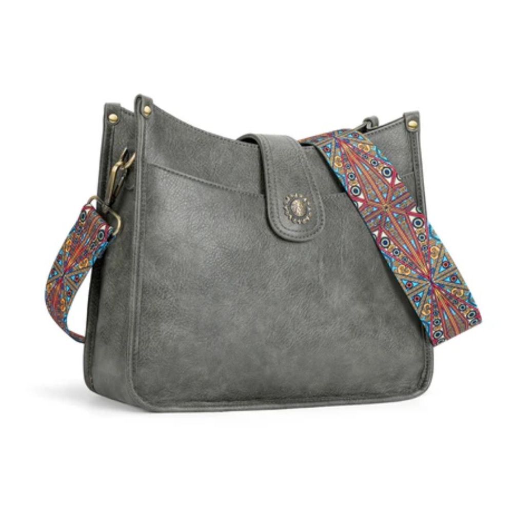 Leather Hobo Handbag Crossbody Purse Shoulder Bucket Two Straps.
